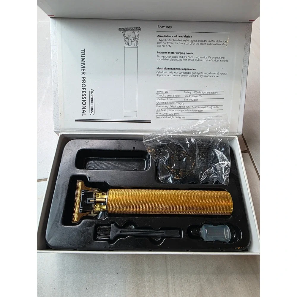Vintage T9 Professional Trimmer Cordless Hair Clipper Gold‎ USB Rechargeable W2
